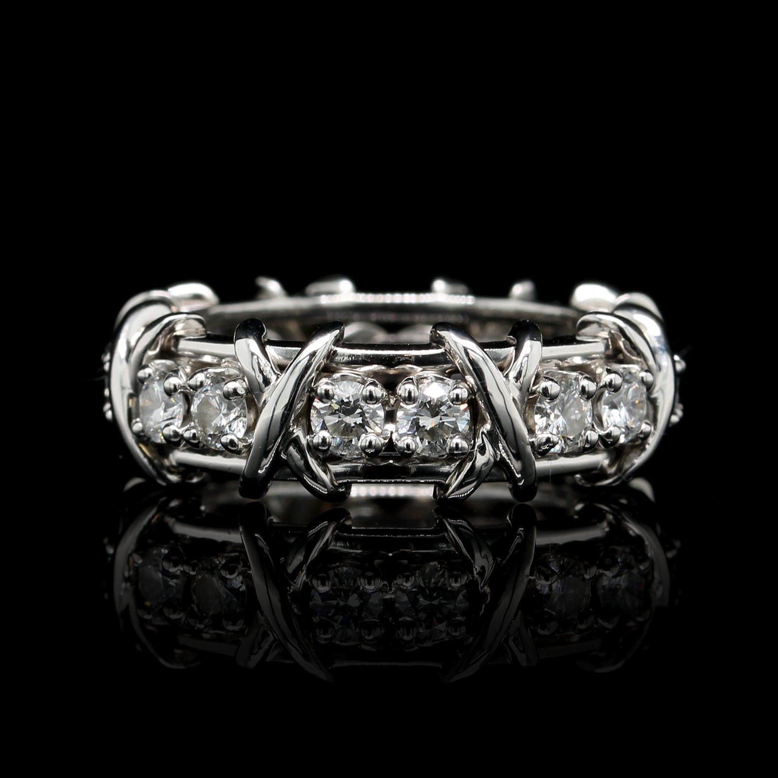 Tiffany & Co. Schlumberger Platinum Estate Sixteen Stone Diamond Ring