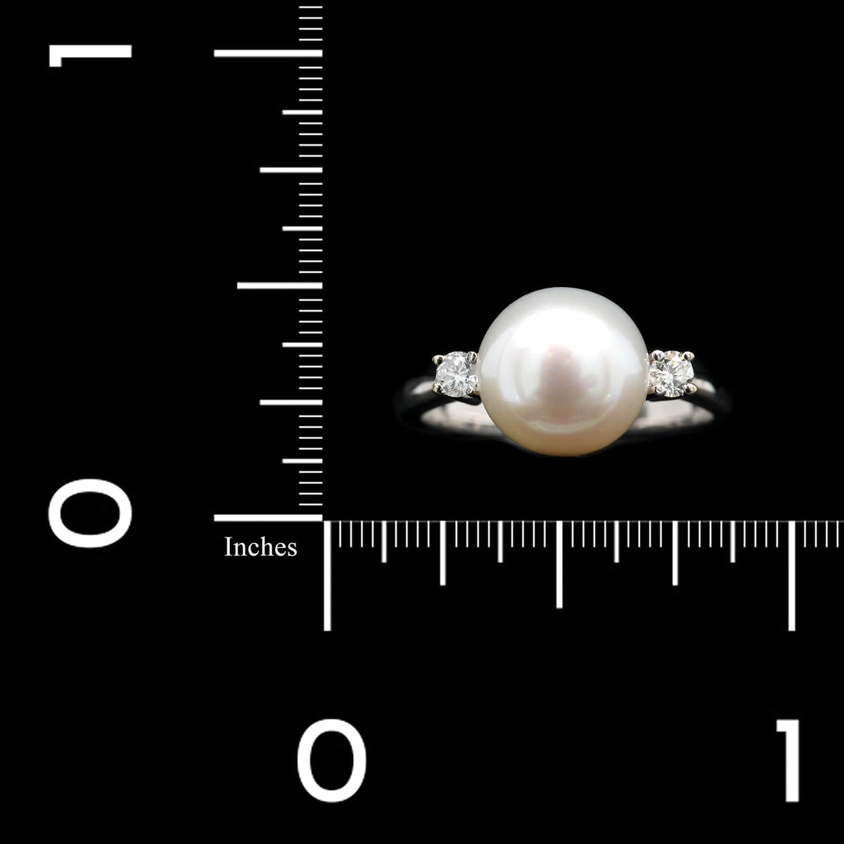 18K White Gold Estate Cultured Pearl and Diamond Ring