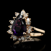 14K Yellow Gold Estate Amethyst and Diamond Ring