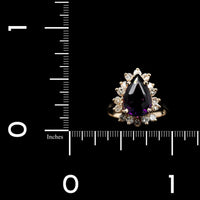 14K Yellow Gold Estate Amethyst and Diamond Ring