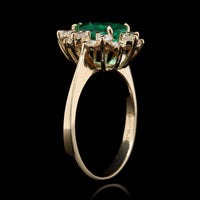 14K Yellow Gold Estate Emerald and Diamond Ring