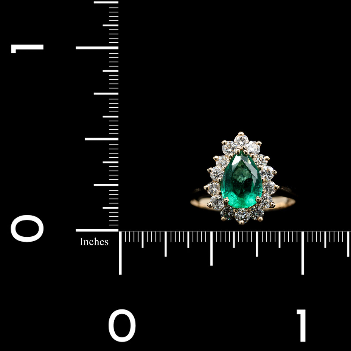 14K Yellow Gold Estate Emerald and Diamond Ring