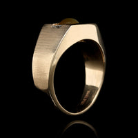 14K Yellow Gold Estate Cat's Eye Chrysoberyl and Diamond Ring