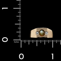14K Yellow Gold Estate Cat's Eye Chrysoberyl and Diamond Ring