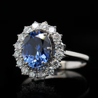 14K White Gold Estate Sapphire and Diamond Ring