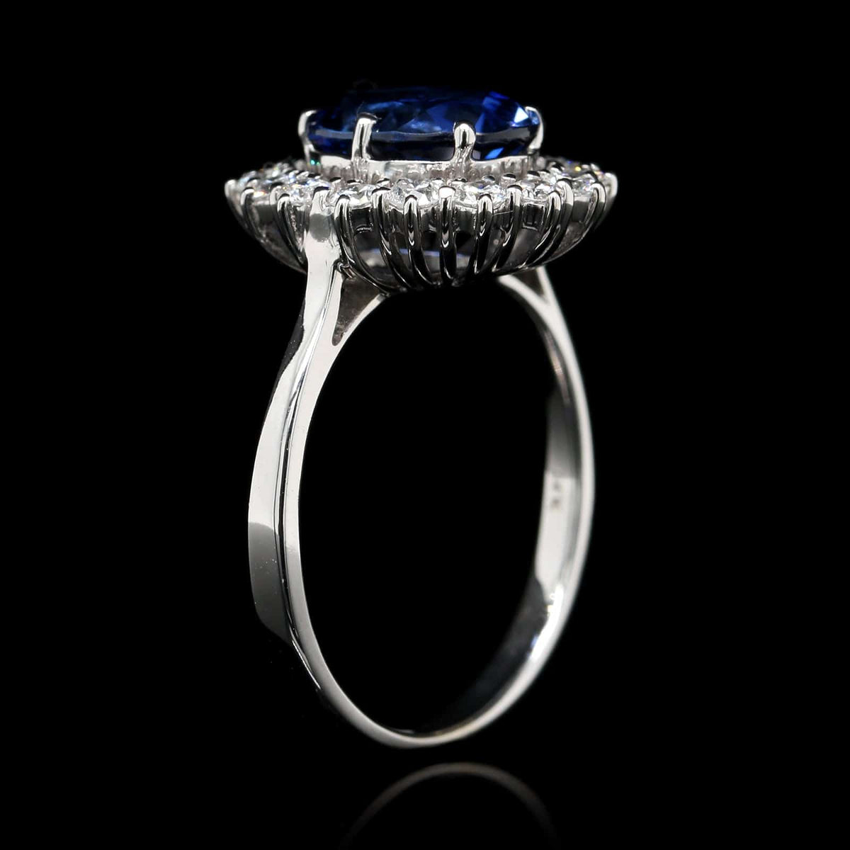 14K White Gold Estate Sapphire and Diamond Ring