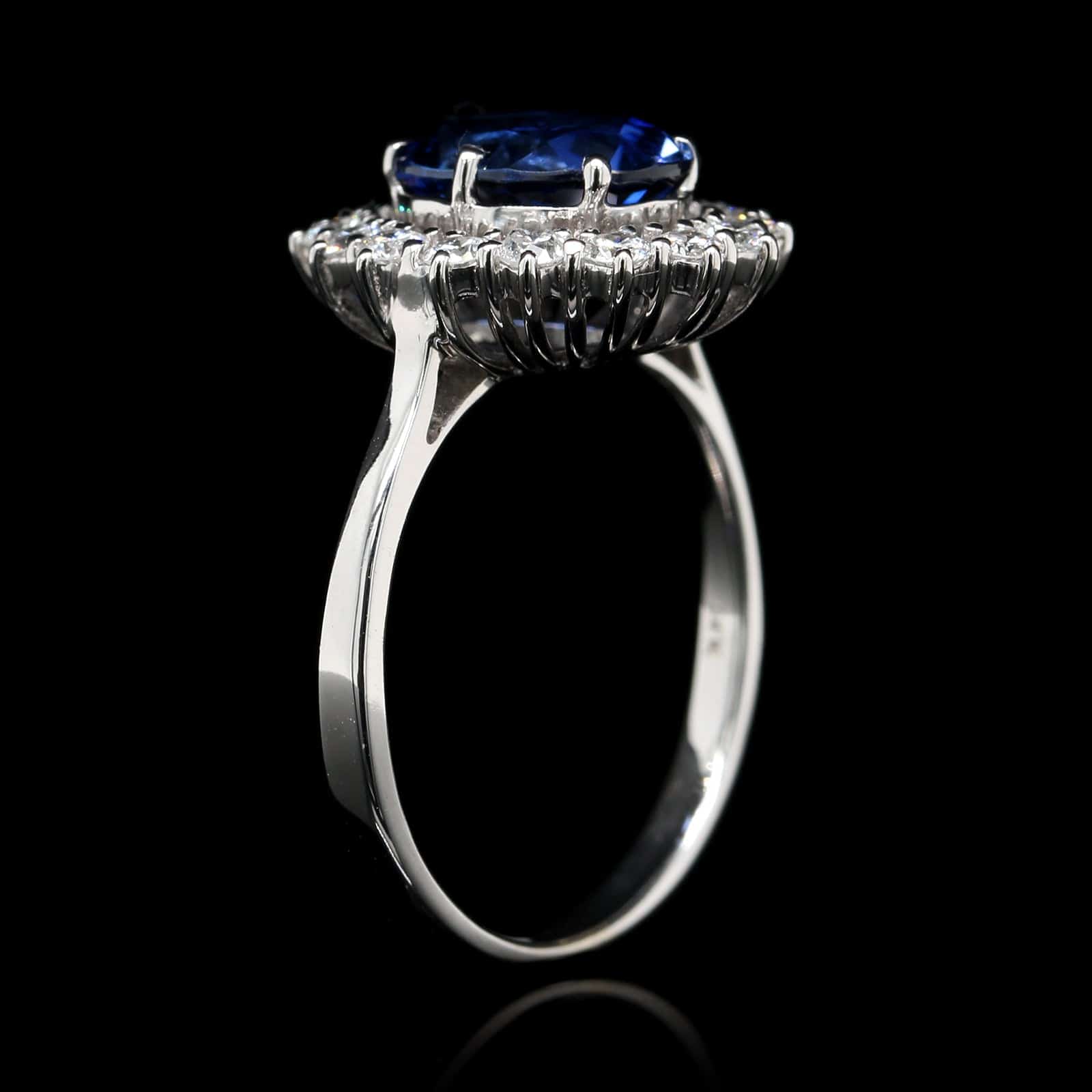 14K White Gold Estate Sapphire and Diamond Ring