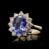 14K Yellow Gold Estate Tanzanite and Diamond Ring