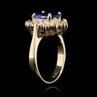 14K Yellow Gold Estate Tanzanite and Diamond Ring
