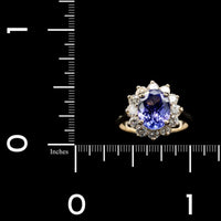 14K Yellow Gold Estate Tanzanite and Diamond Ring