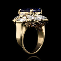 18K Yellow Gold Estate Tanzanite and Diamond Ring