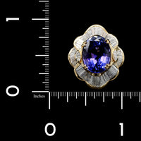 18K Yellow Gold Estate Tanzanite and Diamond Ring