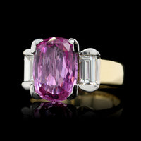 18K Two-tone Gold Estate Pink Sapphire and Diamond Ring