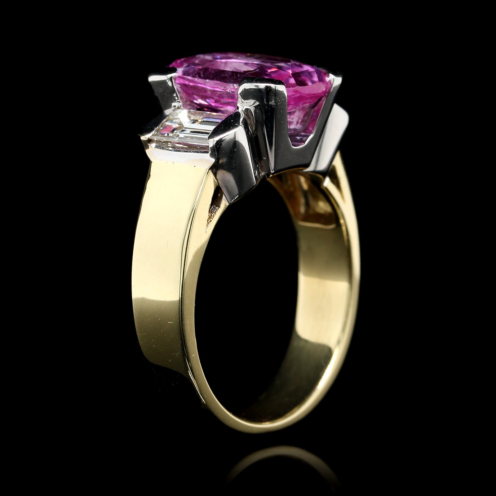 18K Two-tone Gold Estate Pink Sapphire and Diamond Ring
