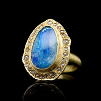 Sophie Theakston 18K Yellow Gold Opal Doublet and Diamond Ring