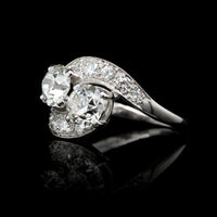 Vintage Platinum Estate Diamond Bypass Ring