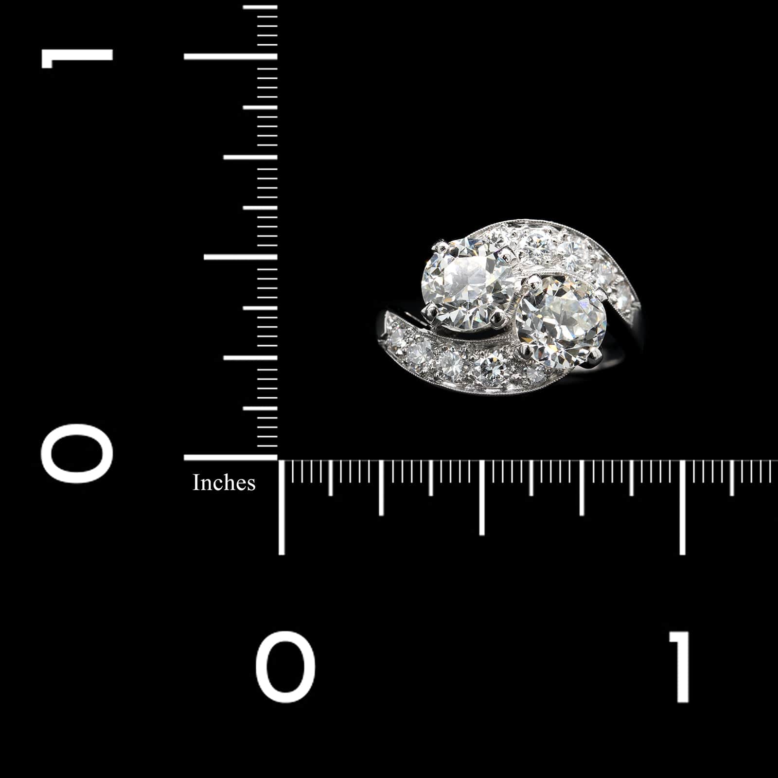 Vintage Platinum Estate Diamond Bypass Ring