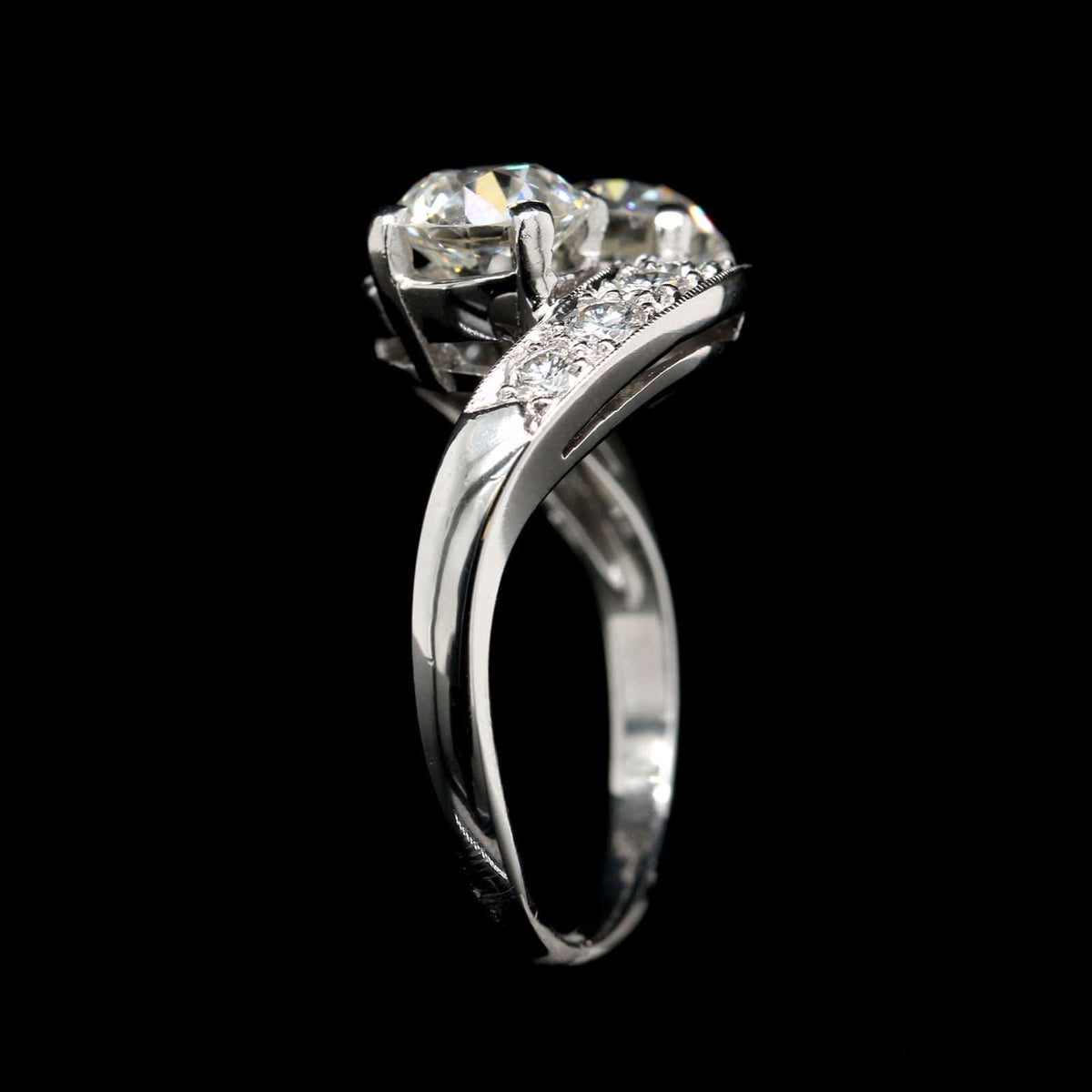 Vintage Platinum Estate Diamond Bypass Ring