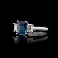 18K White Gold Estate Sapphire and Diamond Ring