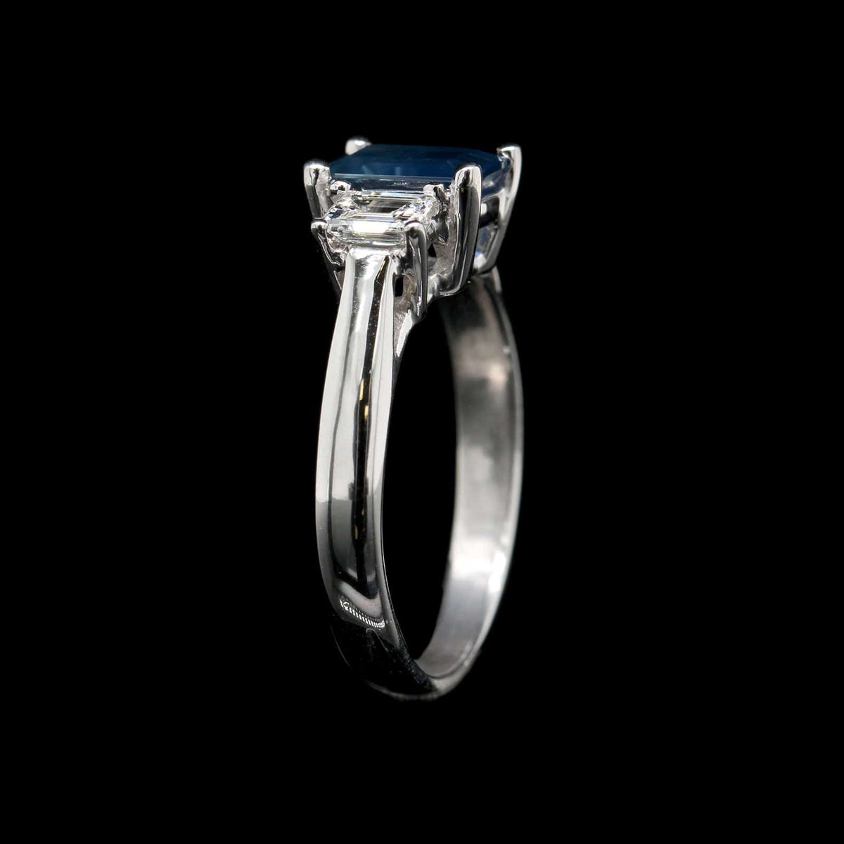 18K White Gold Estate Sapphire and Diamond Ring