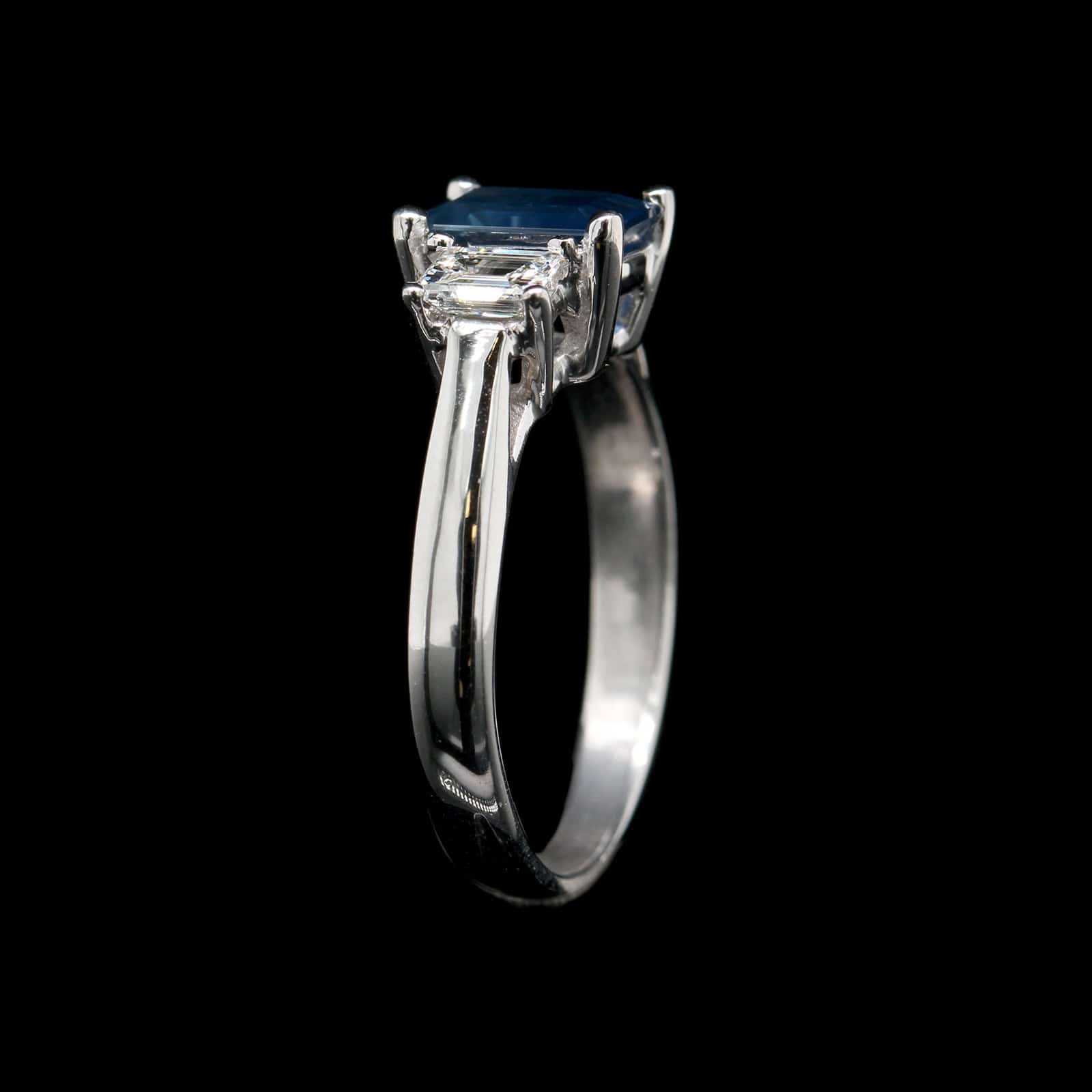 18K White Gold Estate Sapphire and Diamond Ring