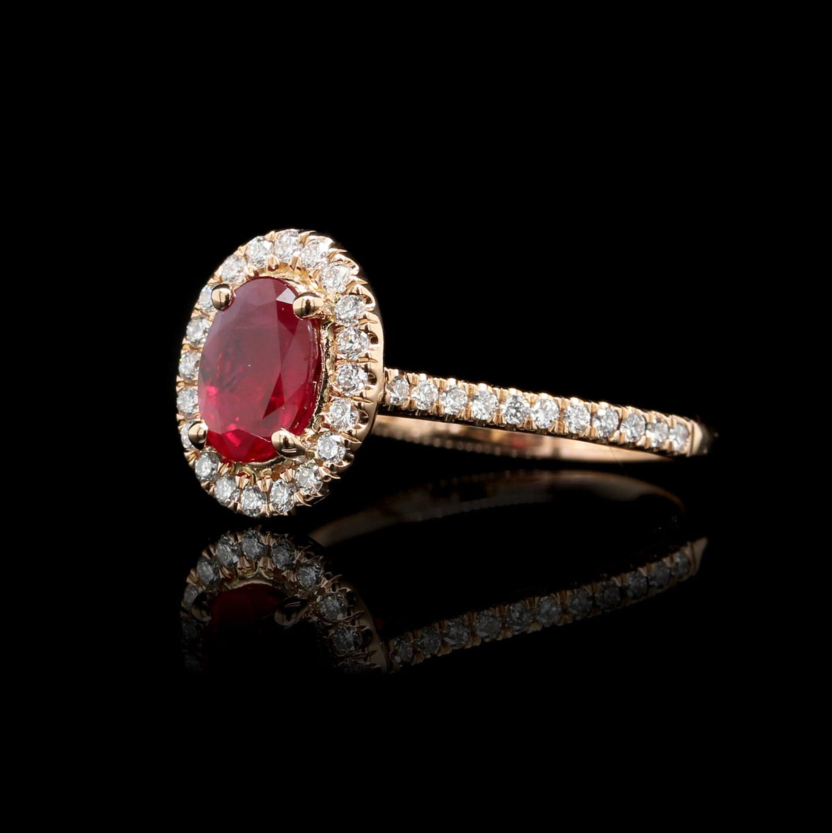 18K Rose Gold Estate Ruby and Diamond Ring
