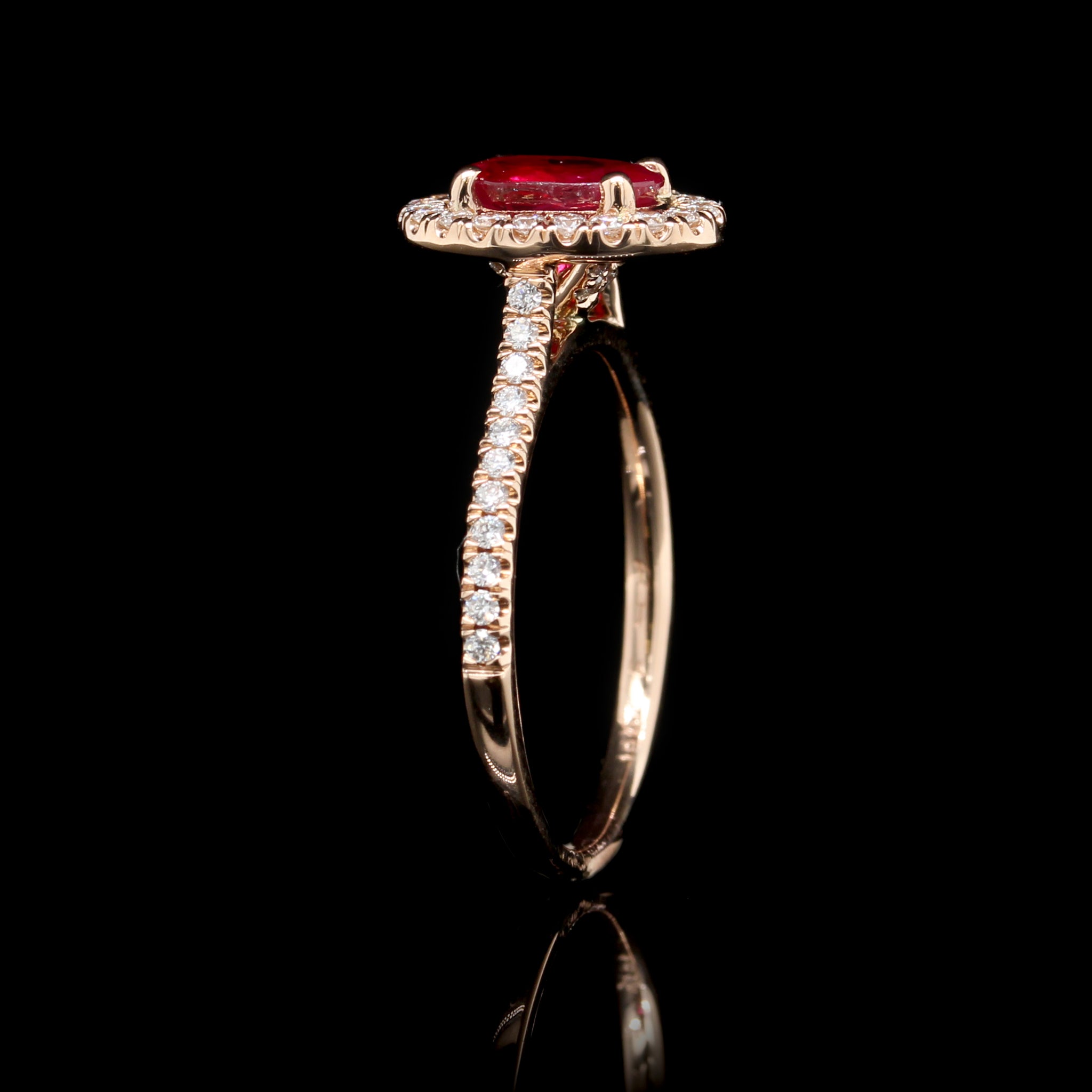 18K Rose Gold Estate Ruby and Diamond Ring