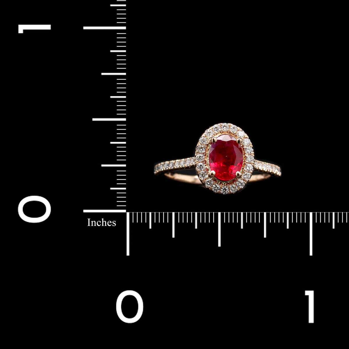 18K Rose Gold Estate Ruby and Diamond Ring