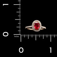 18K Rose Gold Estate Ruby and Diamond Ring