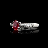 18K White Gold Estate Ruby and Diamond Ring