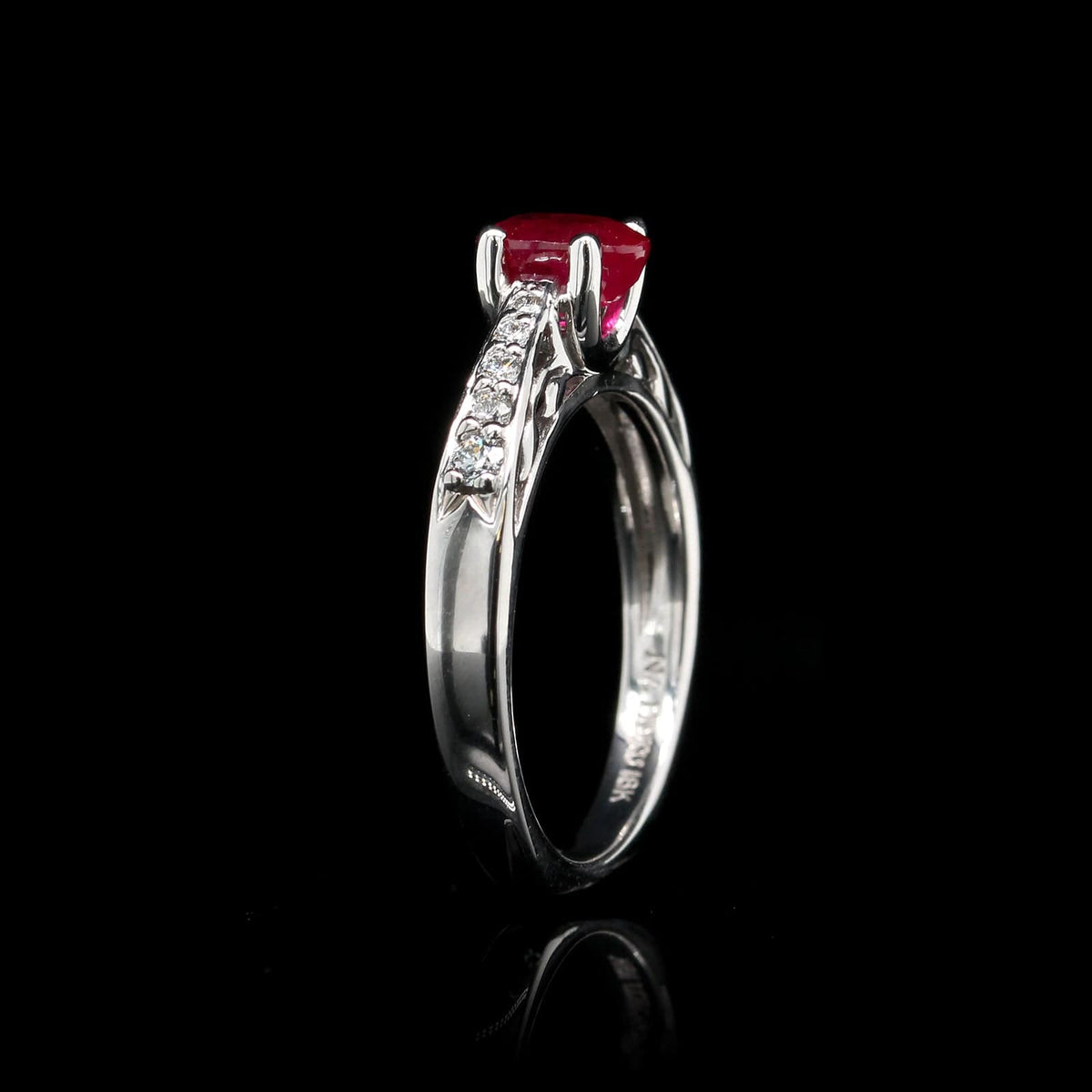18K White Gold Estate Ruby and Diamond Ring