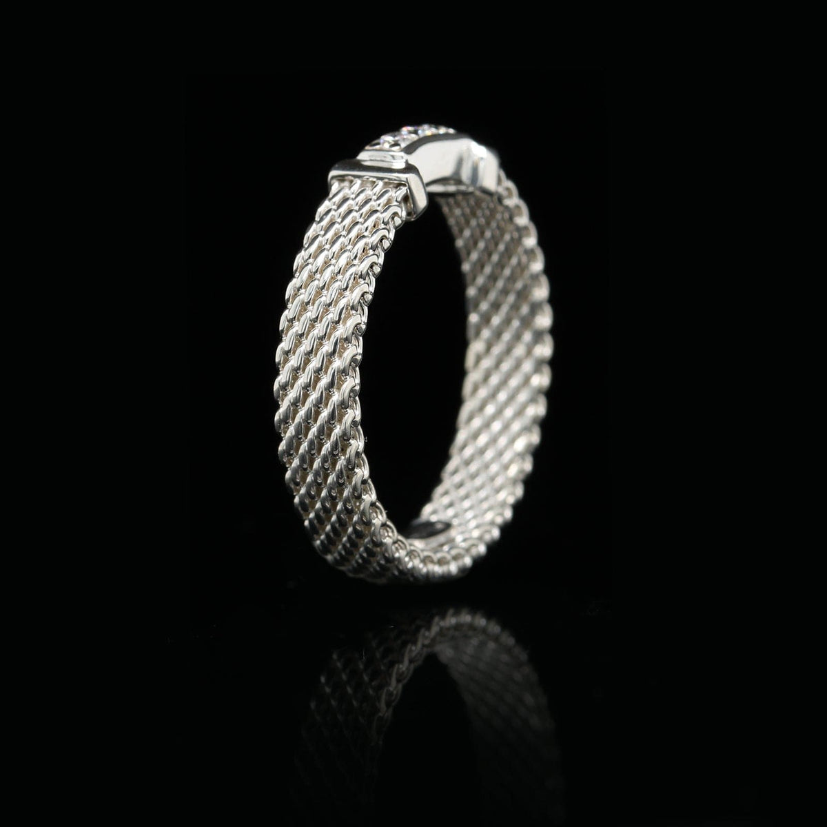 Tiffany & Co. Sterling Silver Estate Diamond Somerset Ring