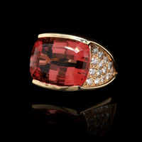 14K Rose Gold Estate Tourmaline and Diamond Ring