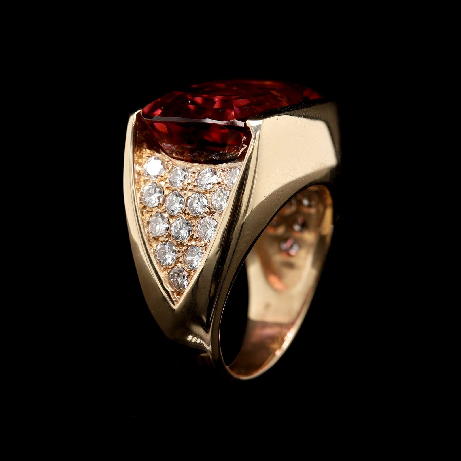14K Rose Gold Estate Tourmaline and Diamond Ring