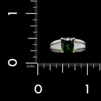 14K White Gold Estate Chrome Diopside and Diamond Ring