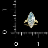 Pleve 18K Yellow Gold Estate Color Treated Diamond and Resin Mosaic Ring