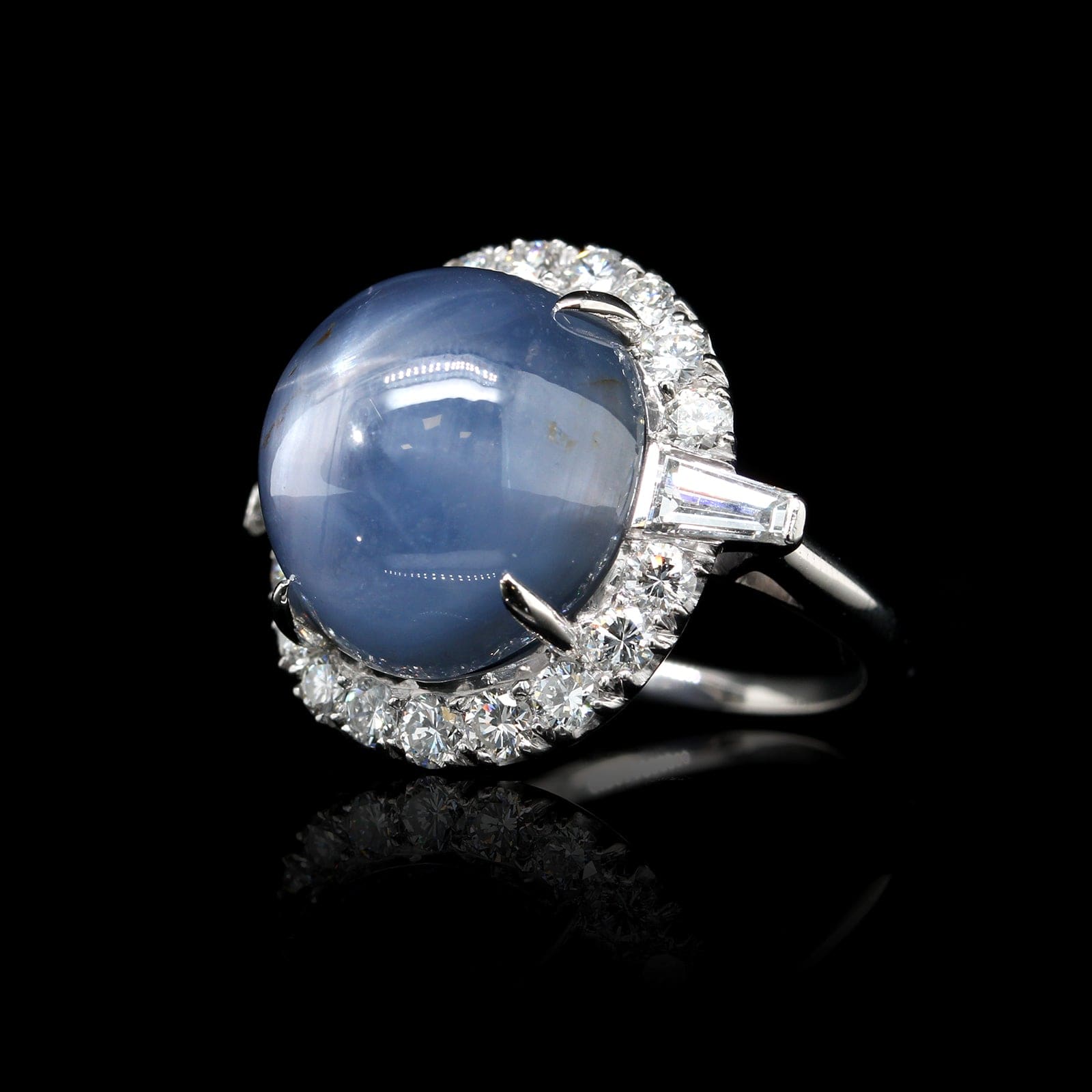 Platinum Estate Star Sapphire and Diamond Ring