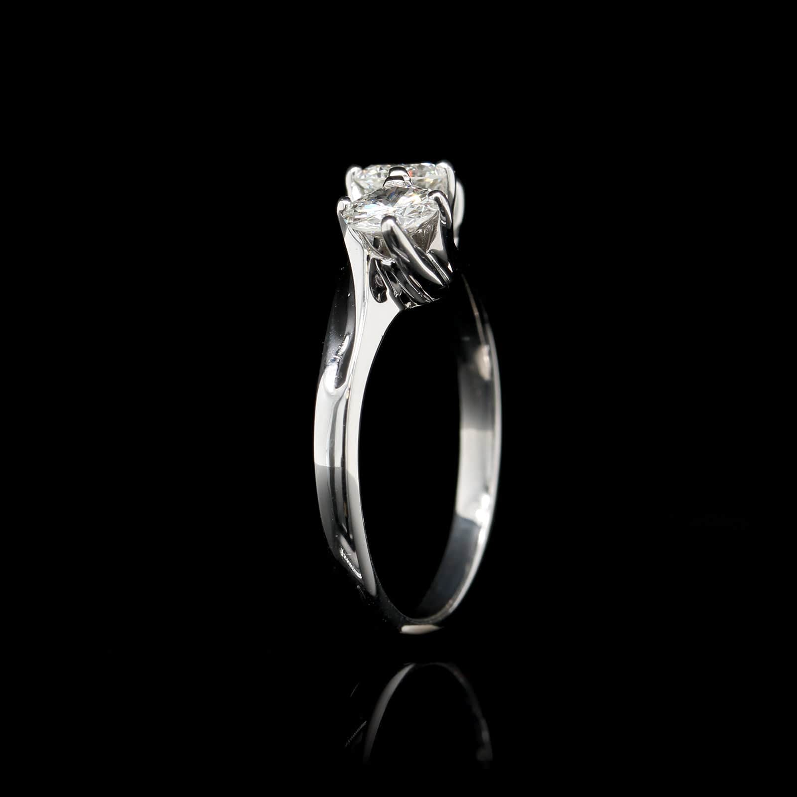 14K White Gold Estate Diamond Three Stone Ring