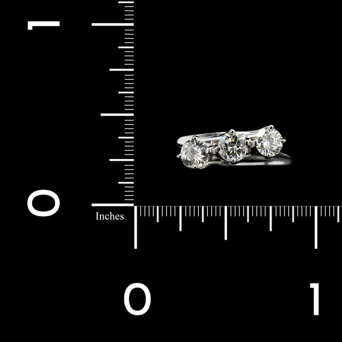 14K White Gold Estate Diamond Three Stone Ring
