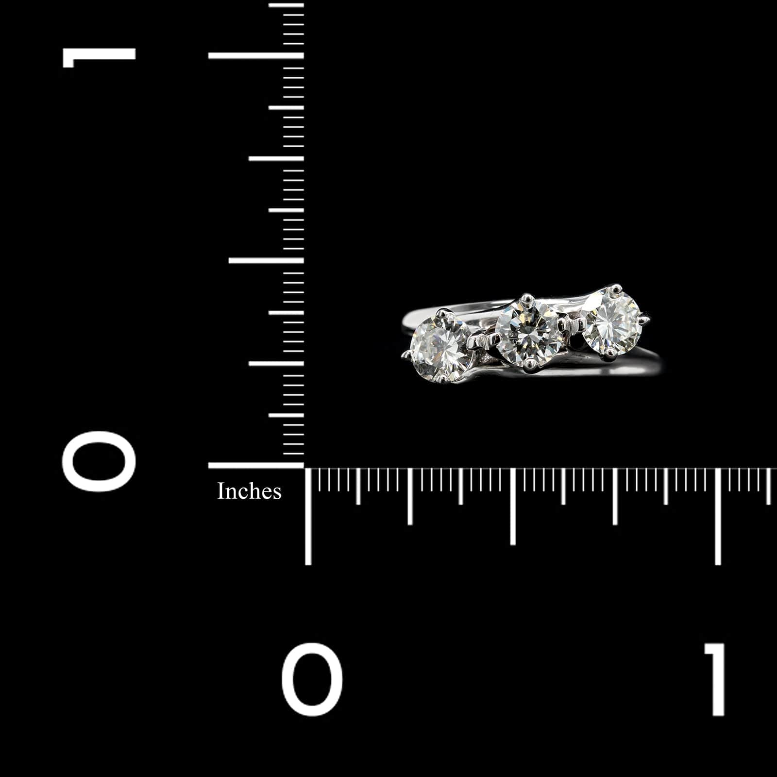 14K White Gold Estate Diamond Three Stone Ring