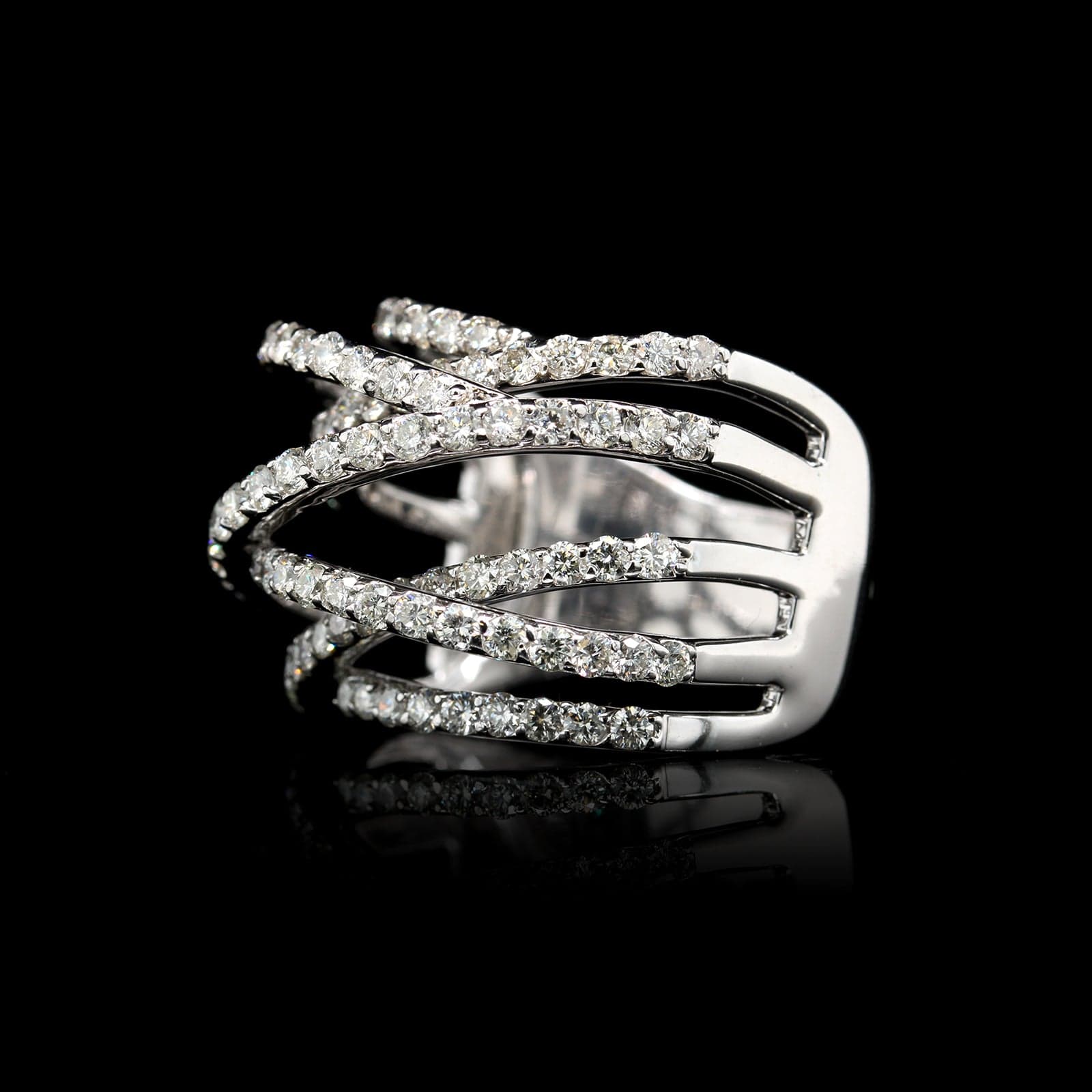 18K White Gold Estate Diamond Crossover Ring