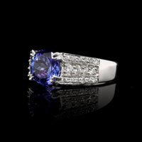 14K White Gold Estate Tanzanite and Diamond Ring