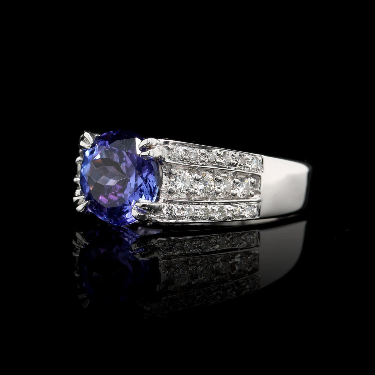 14K White Gold Estate Tanzanite and Diamond Ring