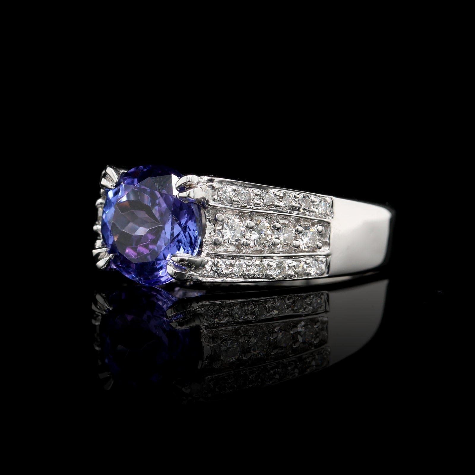 14K White Gold Estate Tanzanite and Diamond Ring