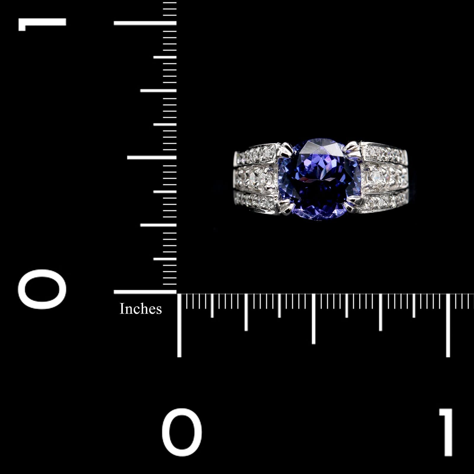 14K White Gold Estate Tanzanite and Diamond Ring
