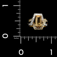 18K Two-toned Gold Estate Topaz and Diamond Ring