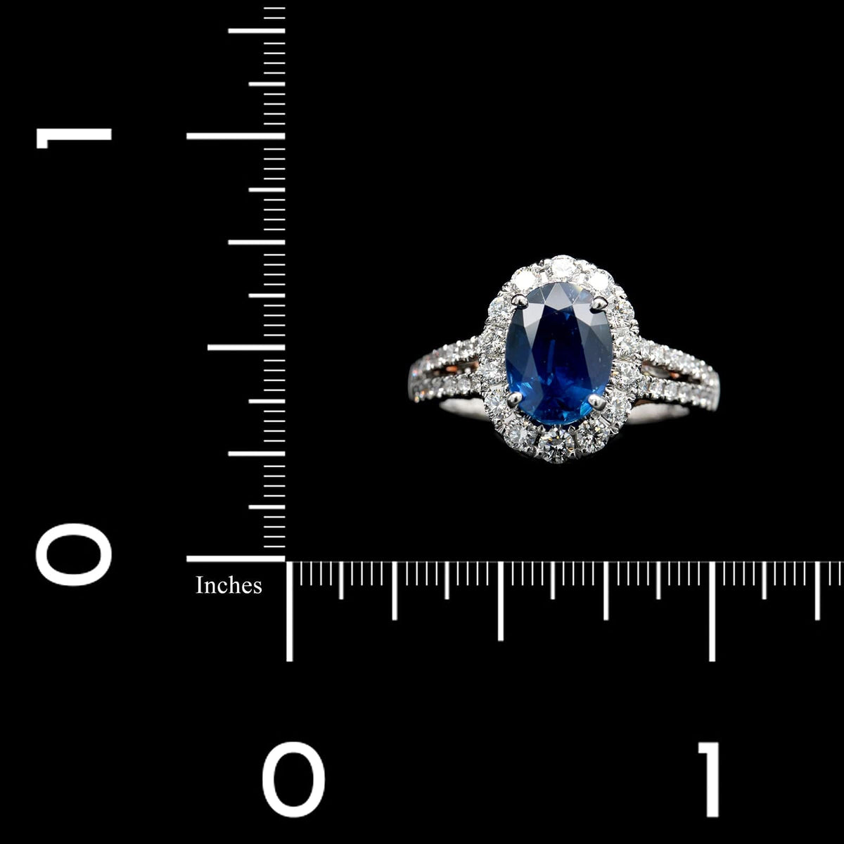 18K White and Rose Gold Estate Sapphire and Diamond Ring