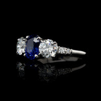 Platinum Estate Sapphire and Diamond Ring