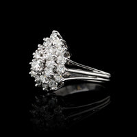 14K White Gold Estate Diamond Cluster Ring