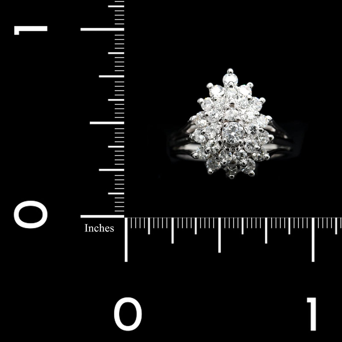 14K White Gold Estate Diamond Cluster Ring